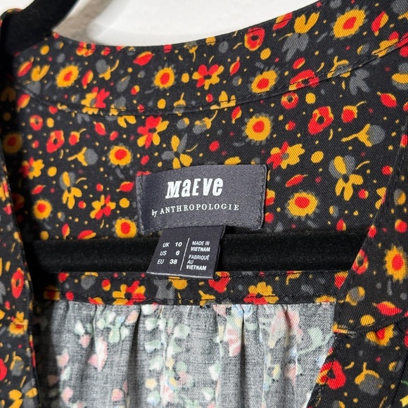 Maeve Anthropologie Marie Button Front Tunic Dress Floral Size 6 - Picture 7 of 9
